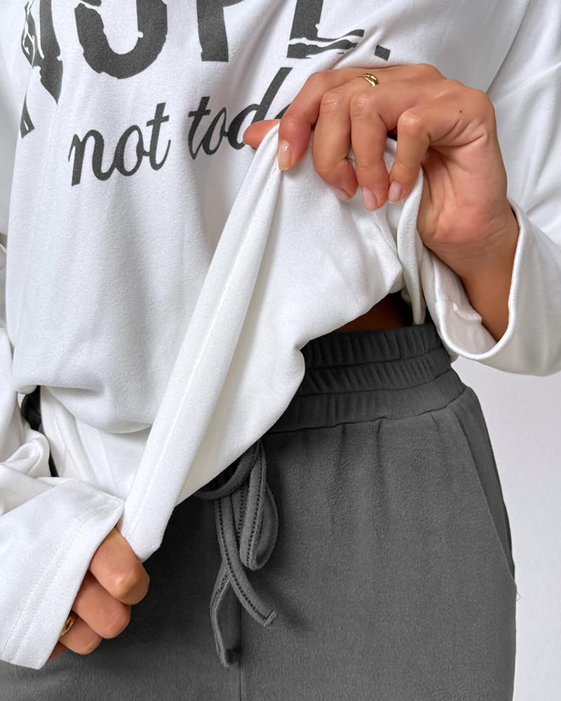 CHICME Women Tracksuit Fall 2 piece Outfits Off The Shoulder Long Sleeve Tops and Pants Set Travel Outfits