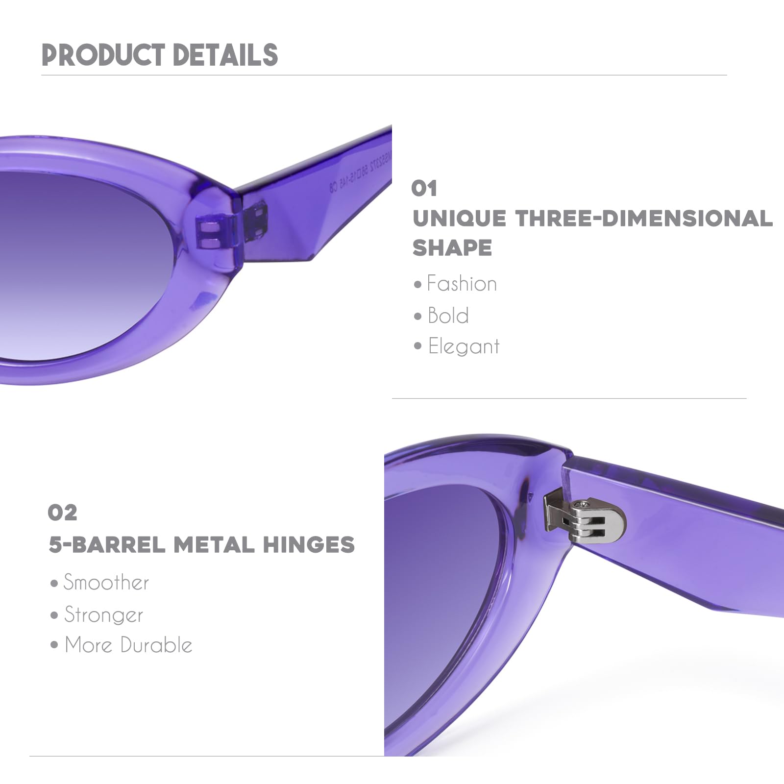 mosanana Oval Cat Eye Sunglasses for Women Retro Y2K Style MS52372