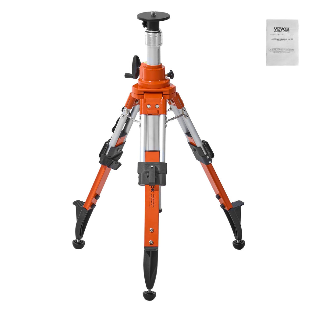VEVOR Laser Level Tripod Stand, 5/8"-11 Thread Mount, 16.53-65.55 inch Height Adjustment Heavy Duty Survey Tripod for Construction Laser Level Scanner, Retractable Legs Non-Skid Feet Professional