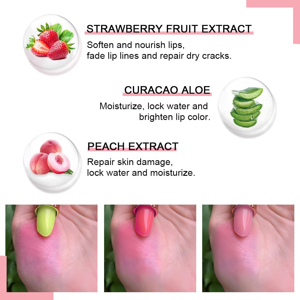evpct 2Pcs Blueberry Tinted Lip Balms PH Lip Color Changing Lipstick Balm Stain Gift Set Queen for Women Girls Korean Mood Long Lasting Color Change Light Pink Lipstick Lip Tint Plumper Gloss