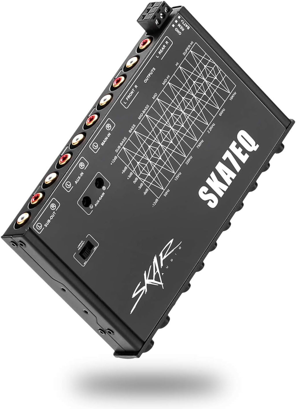 Skar Audio SKA7EQ 7 Band 1/2 DIN Pre-Amp Car Audio Graphic Equalizer with Aux Input and High Voltage RCA Outputs