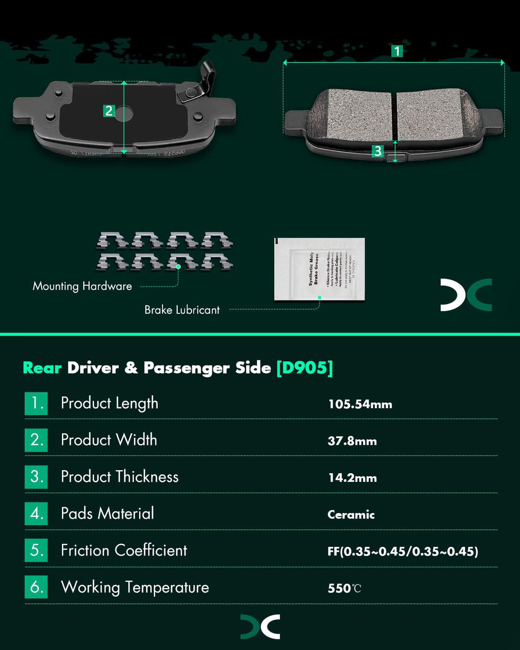 SCITOO D815 D905 Front Rear Ceramic Brake Pads Sets Fit For INFINITI For G35 2003-2005,For Nissan For 350Z 2003-2005 | For Altima 2007-2013 | For Juke 2011-2017 | For Sentra 2007-2012