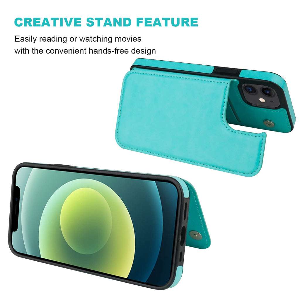 ONETOP Compatible with iPhone 12 Compatible with iPhone 12 Pro Wallet Case with Card Holder, PU Leather Kickstand Card Slots Case, Double Magnetic Clasp Durable Shockproof Cover 6.1 Inch(Black)