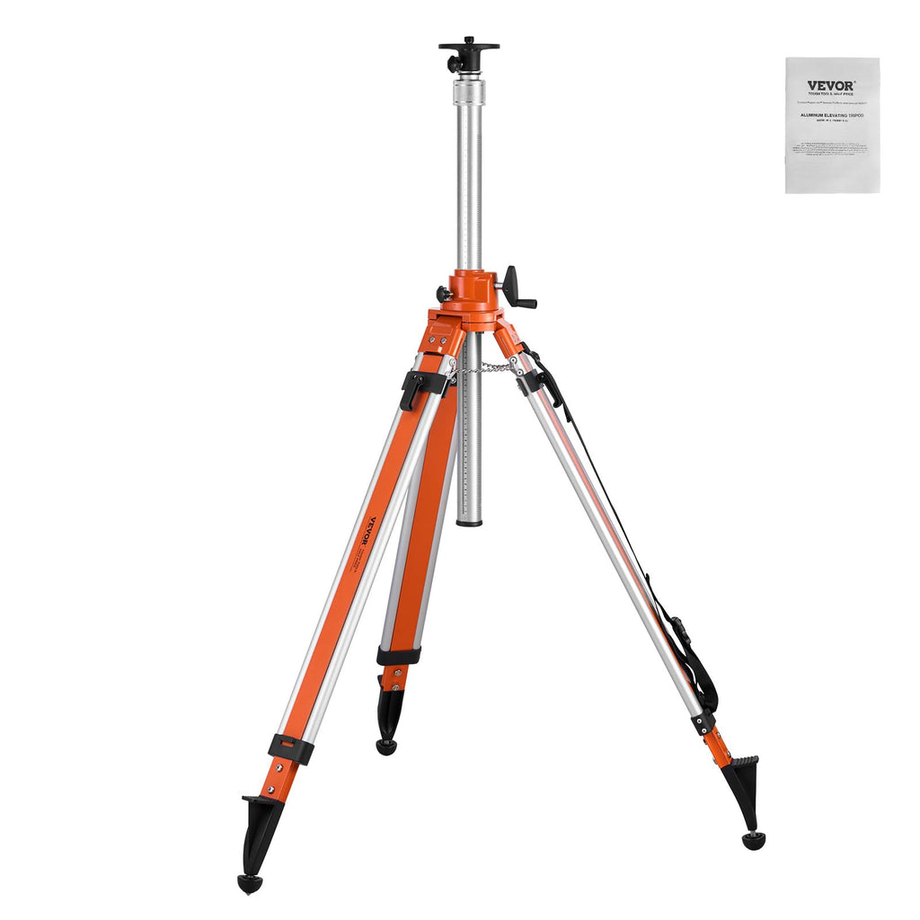 VEVOR Laser Level Tripod Stand, 5/8"-11 Thread Mount, 16.53-65.55 inch Height Adjustment Heavy Duty Survey Tripod for Construction Laser Level Scanner, Retractable Legs Non-Skid Feet Professional