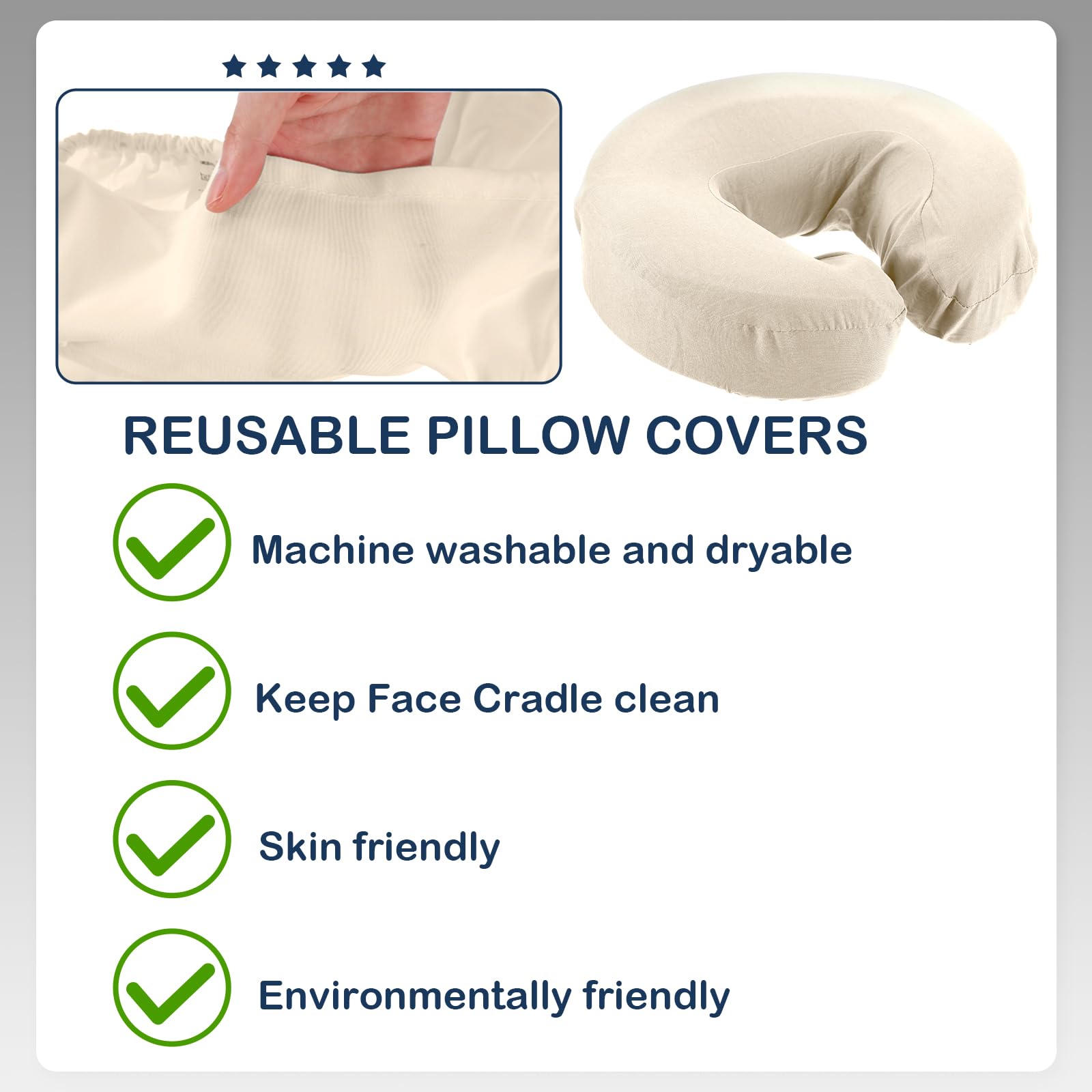 Macarrie 24 Pcs Face Cradle Covers for Massage Table Microfiber Reusable Soft Thicker Massage Table Headrest Covers Bulk Oil Proof Cradle Head Rest Sheets for Spa Beauty Salons(Beige)