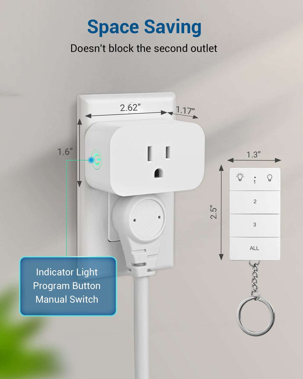 DEWENWILS Indoor Remote Control Outlet, Wireless Remote Light Switch, No Interference Remote Outlet Switch, No Wiring, 15A/1875W, 100ft RF Range, Compact Design, Programmable