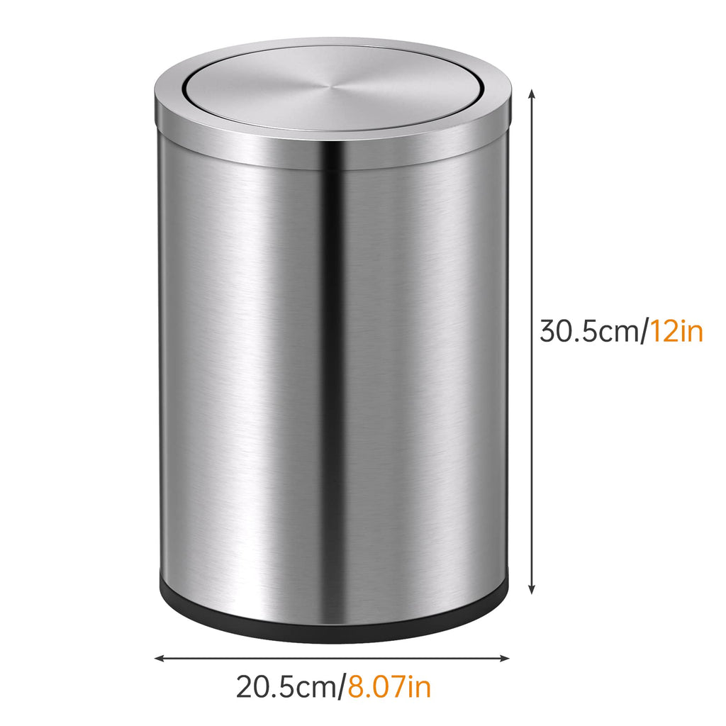 Mini Trash Can with Lid, Desktop Small Trash Can Recycling Bin Cute Metal Garbage Can for Tabletop Countertop Use,Stainless Steel 0.4Gal/1.5L Waste Bin for Office Parlor Car Bedroom,Swing Lid Open