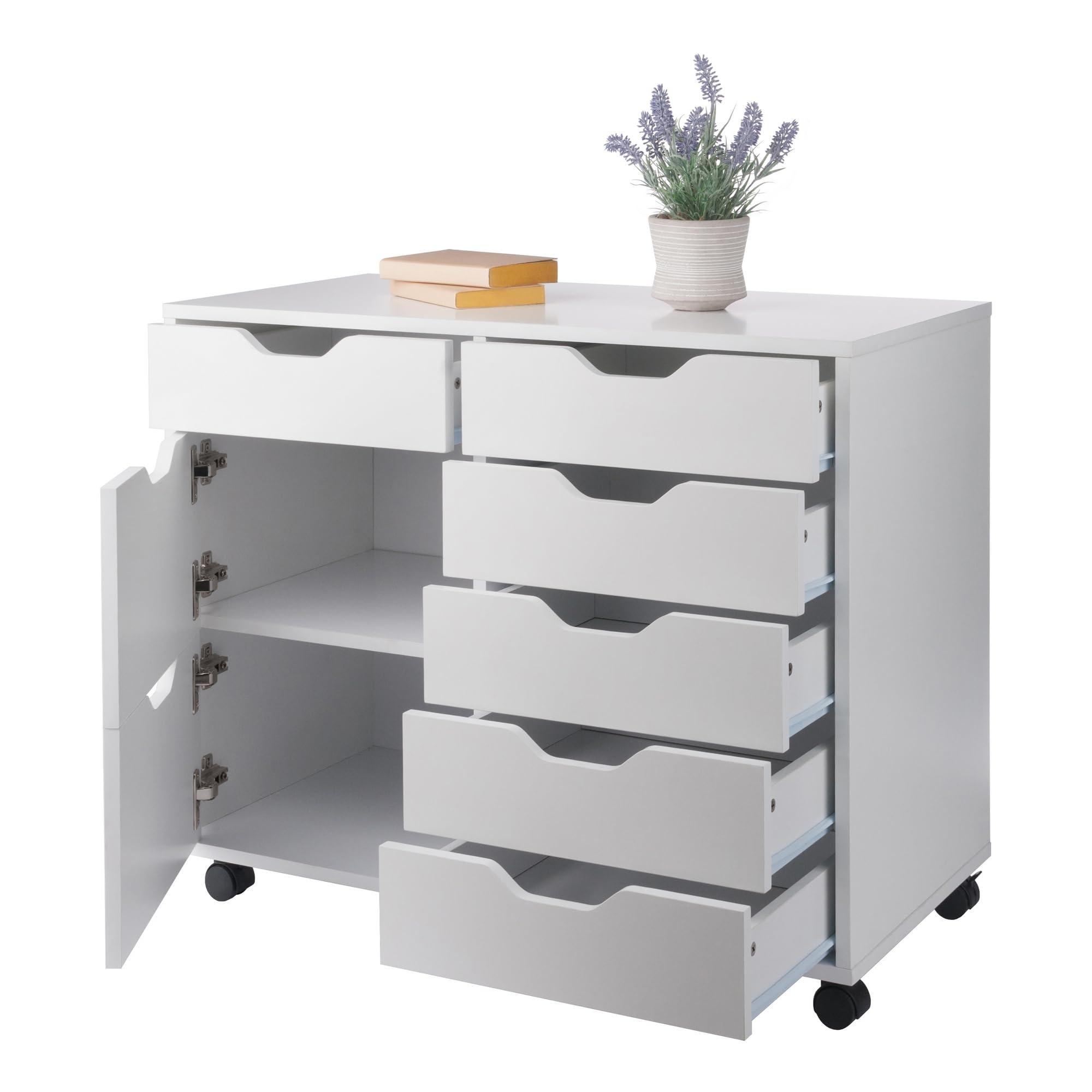 Winsome Halifax Mobile Storage Cabinet with Doors & Drawers, Stylish & Functional Home Storage Cabinet for Filing, Kitchen Organization, Moveable Furniture for Office, Dorms, Apartments