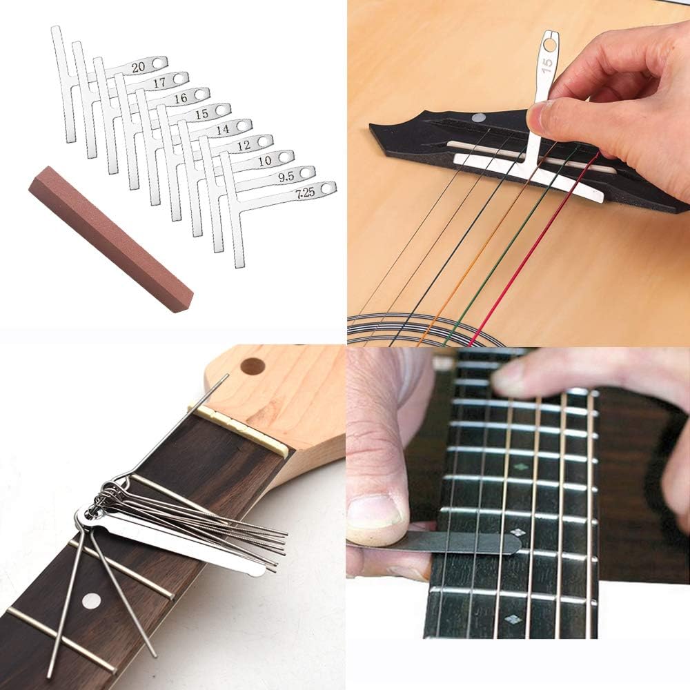 72PCS Guitar Tool Kit，Professional Guitar Repairing Maintenance Tool Kit with Guitar Strings Picks Bridge Pins Gauge Guitar Accessories Gift for Acoustic Guitar Electric Guitar Ukulele Bass Banjo