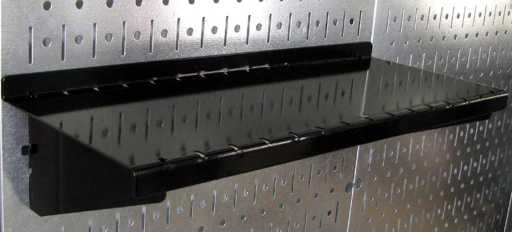 Wall Control 32" x 16" Black Metal Pegboard Pack - 2 Panels & 1 Deep Shelf Assembly, Modern Style, Heavy Duty, Slotted, Secure, Wall Mount, Garage/Workshop/Tool Shed Storage