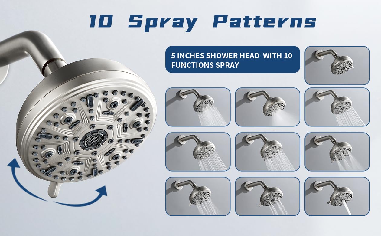 Shower Tub Kit Tub Shower Faucet Combo Set Bathtub Faucet Set Shower System with Tub Spout Shower Valve and Trim Kit Shower Fixtures Brushed Gold