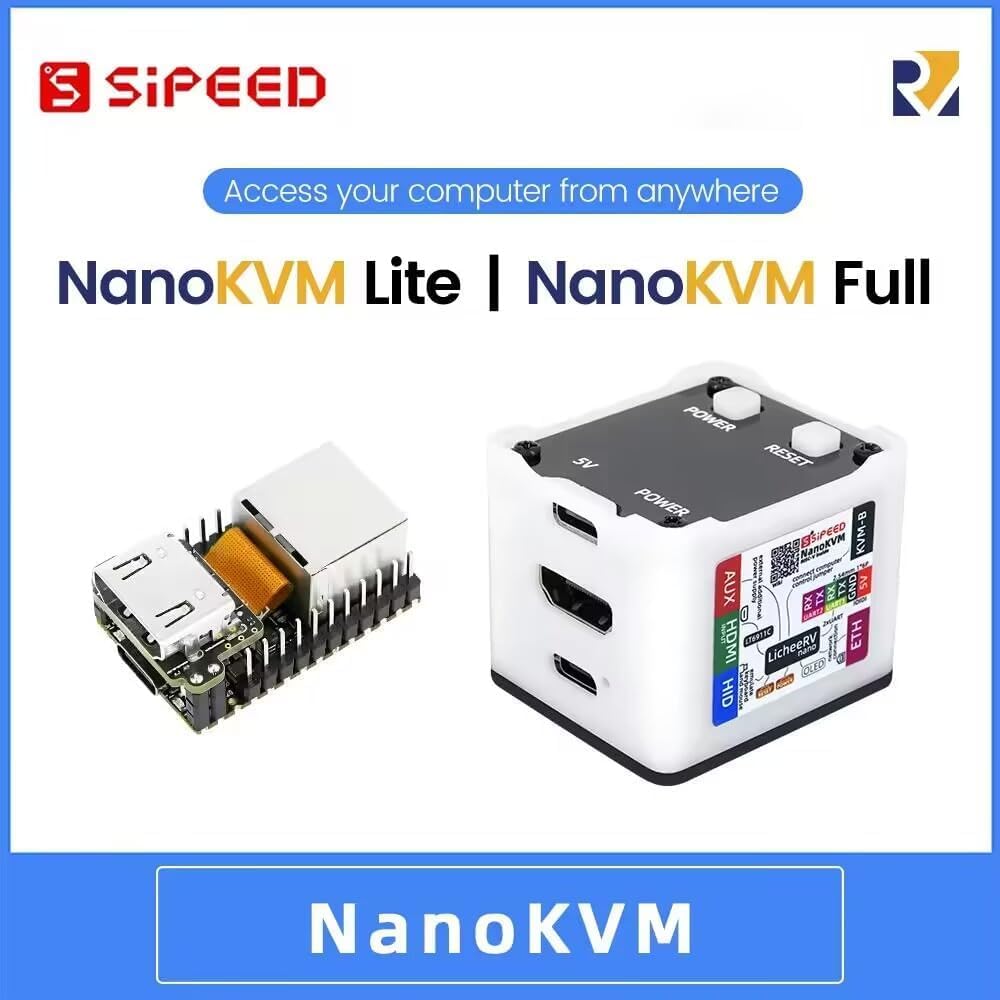 Sipeed NanoKVM IP-KVM Mini Remote Control Operations Maintenance Server, 2Gbit 256MB DDR3 RISC-V Linux Development Board, 1TOPS NPU 1GHz C906 RISC-V CPU, USB HDMI 100M Network Port (Black Full Kit)