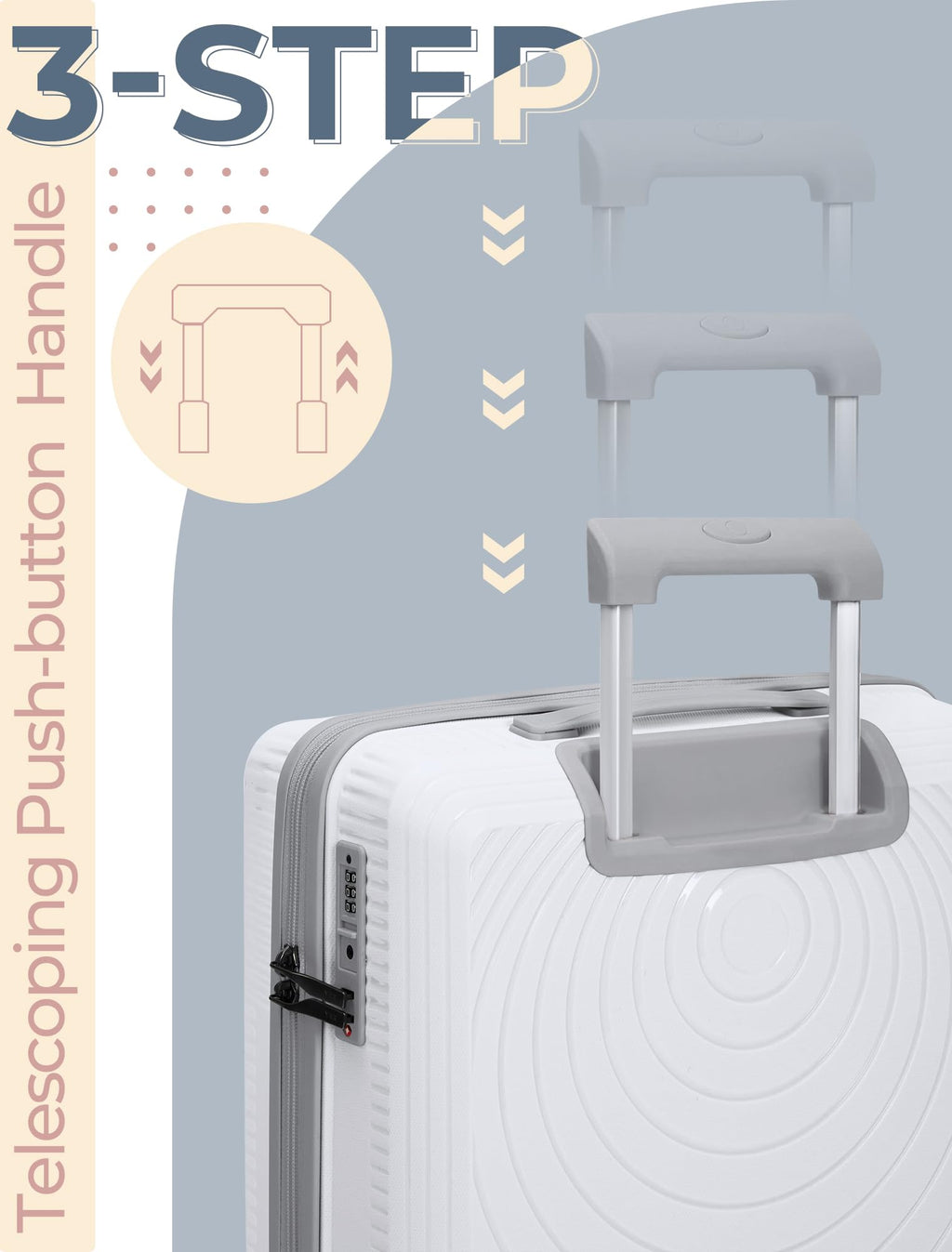 CONCEPTEN Luggage Sets,Suitcases with Wheels, Hardshell Suitcase Set, PP Carry on Luggage Set with TSA Lock, Travel Luggage (Black, Bag Type)