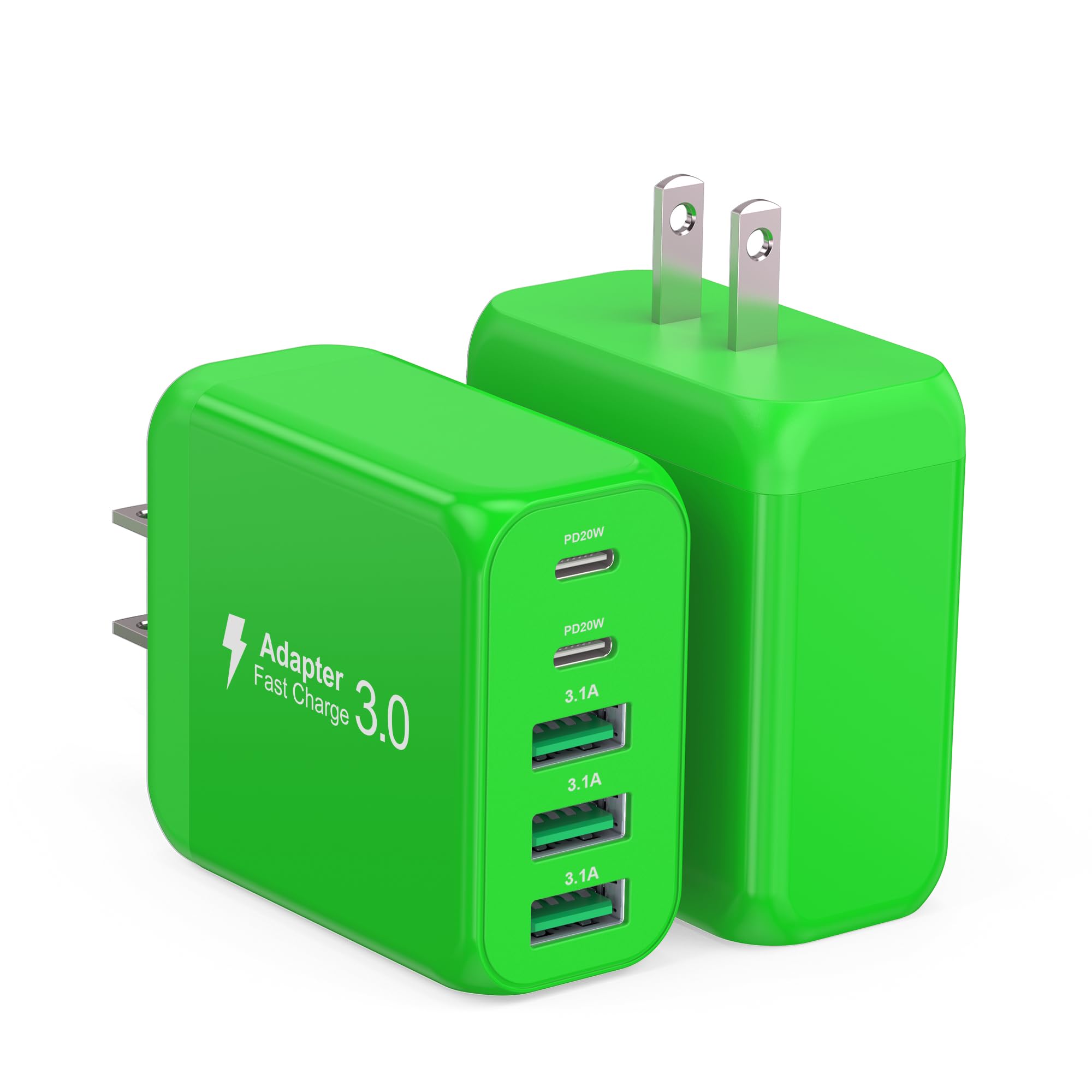 [2-Pack] 50W USB C Wall Charger Block, 5-Port C Charger Fast Charging Block PD Power Adapter +QC Multiport Type C Box Brick Cube USB A Wall Plug for iPhone 14/15/16/17 Pro Max,Samsung Galaxy(Black)