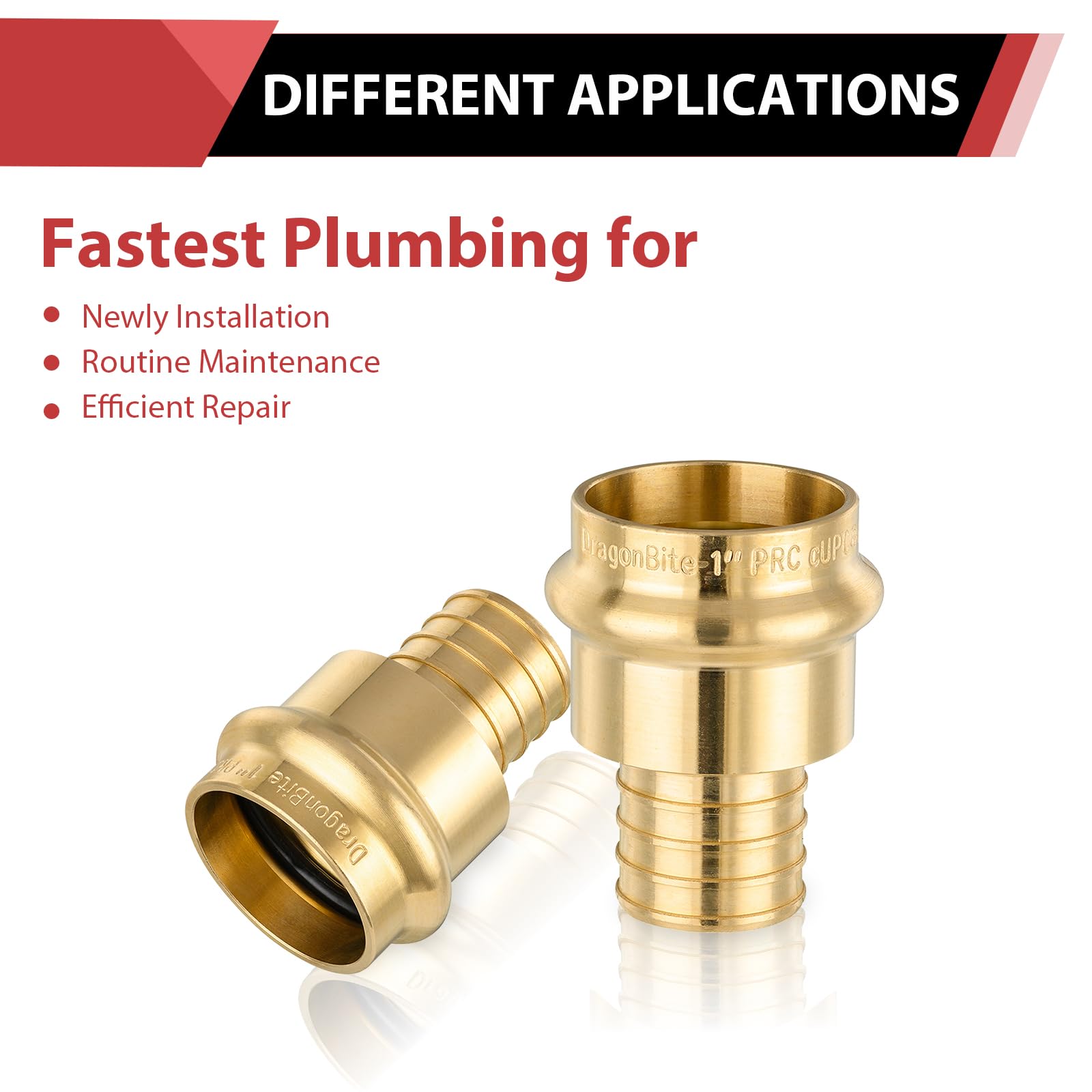 (Pack of 2) EFIELD 1" Copper Press X 1" PEX Crimp Coupling Brass Adapters For Copper and Pex Pipe Connection,(PEX1807388-2PCS)