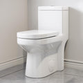 Compact One Piece Toilet for Bathroom, Space-Saving Powerful Dual Flush Round Small Toilet, Average 1.28 GPF, Skirted Design with Upgraded UF Quiet & Soft Close Seat (10" Rough-in Toilet)