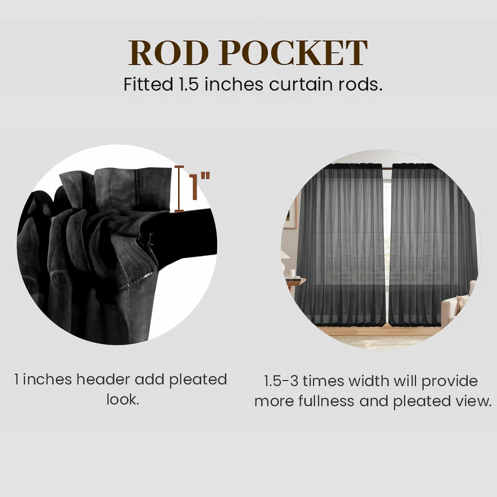Dreaming Casa Solid Sheer Curtains 84 Inches Long Grey Rod Pocket Voile Draperies for Bedroom Living Room, 2 Panels, Each 42" W x 84" L