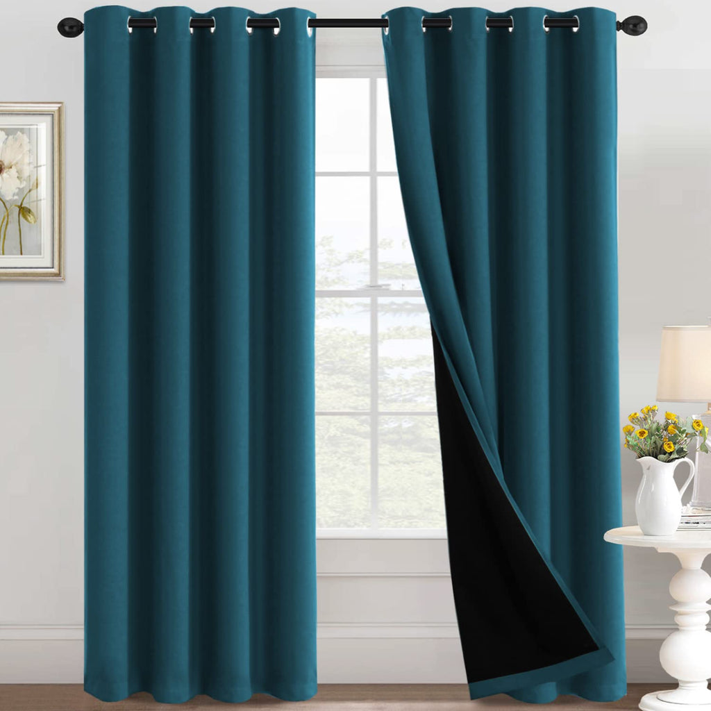 H.VERSAILTEX 100% Blackout Curtains Thermal Insulated Full Blackout Curtains for Living Room Energy Efficiency Window Drapes for Bedroom with Black Liners 1 Panel, 52x63 Inch, Burgundy