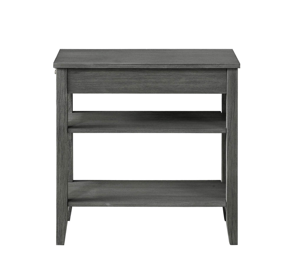 Convenience Concepts American Heritage Chairside End Table with Drawer 23.5" - Classic Living Room Table with Storage Shelf, Bedroom Nightstand, Black