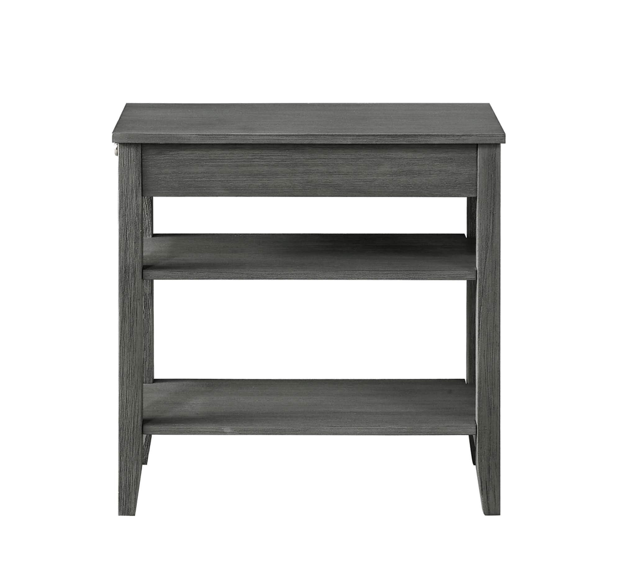 Convenience Concepts American Heritage Chairside End Table with Drawer 23.5" - Classic Living Room Table with Storage Shelf, Bedroom Nightstand, Black