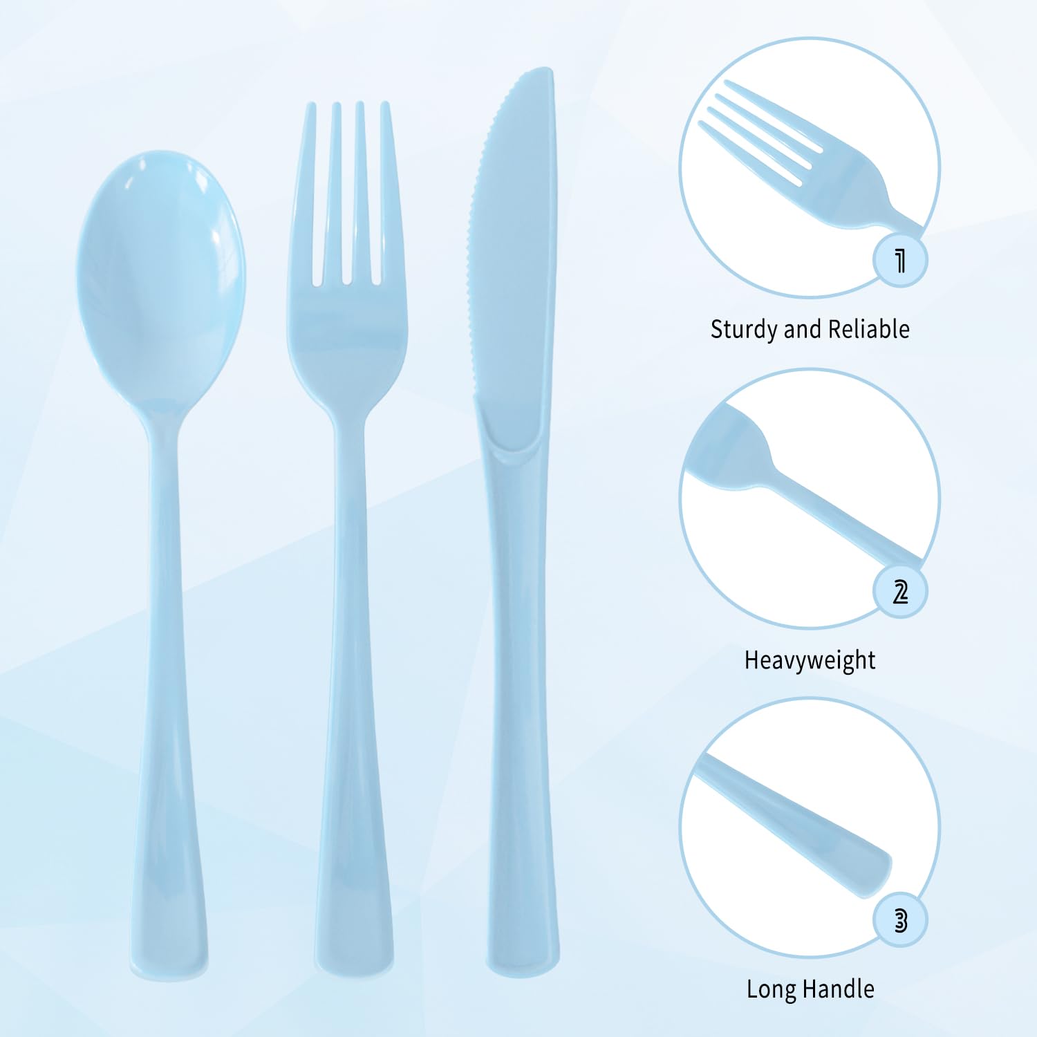150 Pack Plastic Silverware,Disposable Cutlery Set Heavy Duty Utensil Sets 50 Forks 50 Knives 50 Spoons for Brithday, Wedding,Home School Party Picnics Restaurant Outdoor Events (Black)
