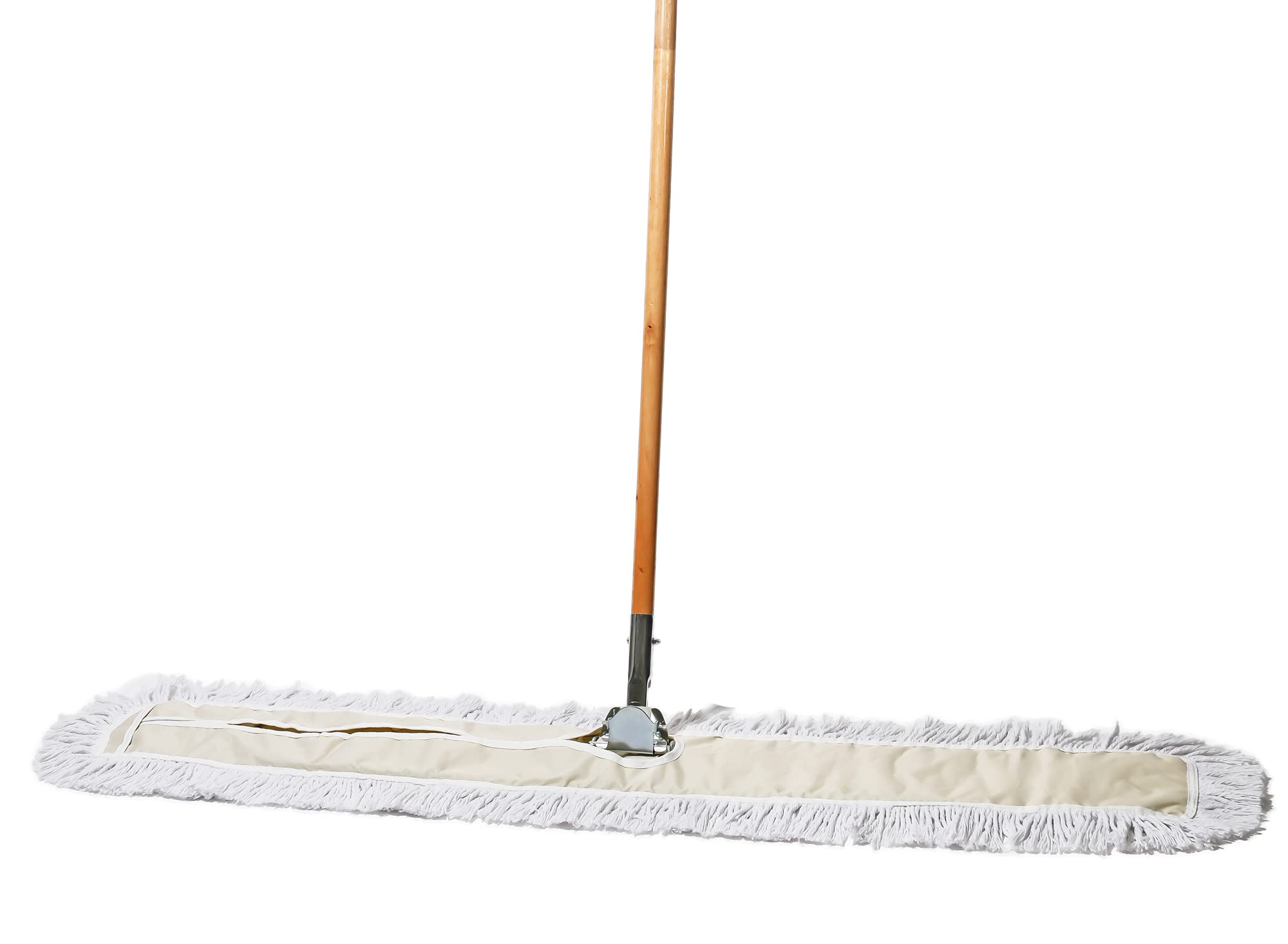 Commercial Dust Mop & Floor Sweeper, 24 in. Dust Mop for Hardwood Floors, Cotton Mop Head, Wooden Broom Handle, Industrial Dry Mop for Floor Cleaning & Janitorial Supplies