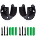 Rise Age Stainless Steel Closet Rod Brackets, 1 Inch Diameter Support 2 Pcs, Heavy Duty Curtain Rod Holder, Black End Support With Screws