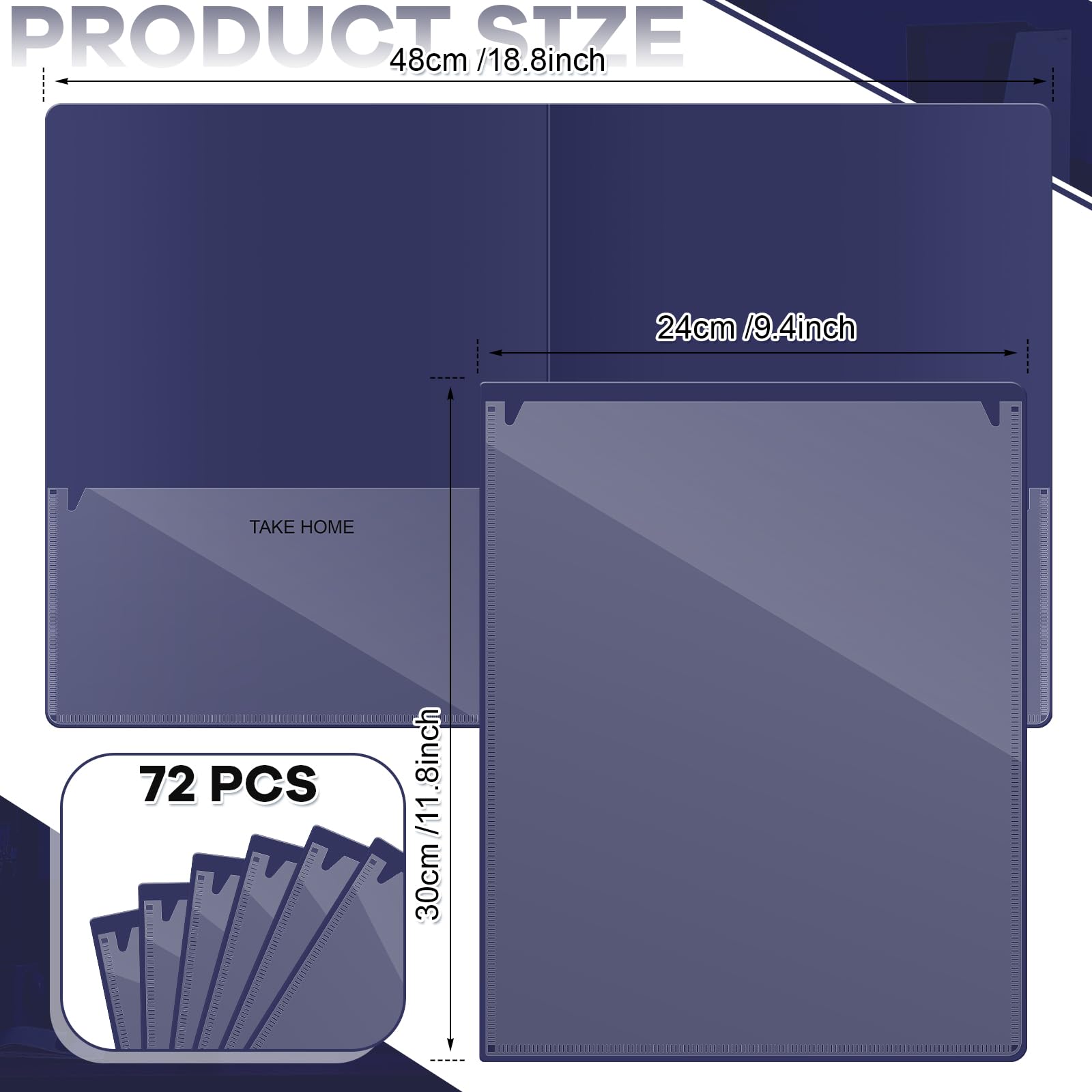 Henoyso 72 Pcs Plastic Take Home Folders with 2 Pockets Parent Teacher Classroom Communication Homework Folder for Students Parent Teacher Connect (Blue)