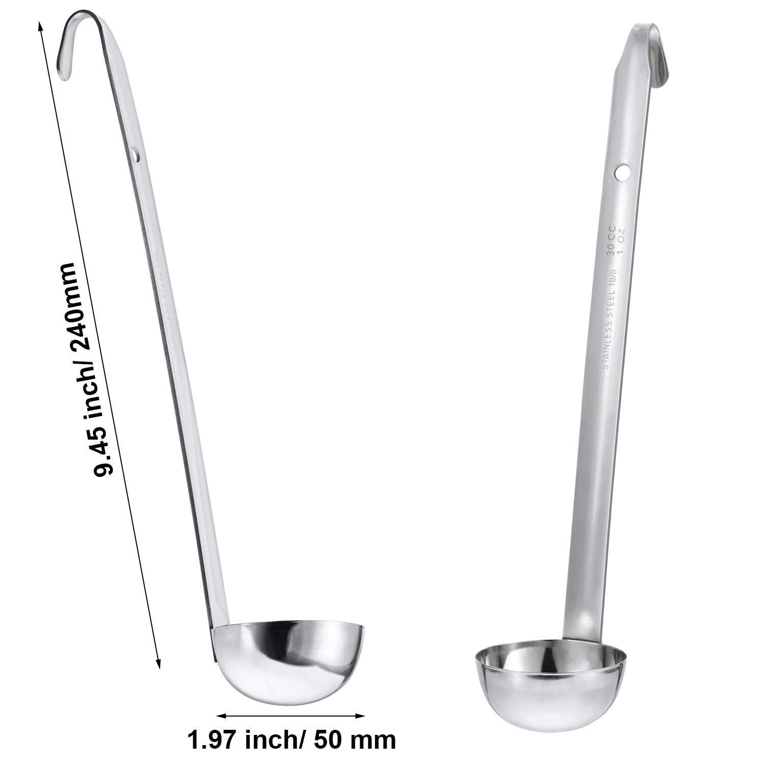 meekoo 1 Pieces Stainless Steel Ladle Soup Handle Ladle with Pouring Rim for Kitchen Cooking Soup Sauce (1 oz)