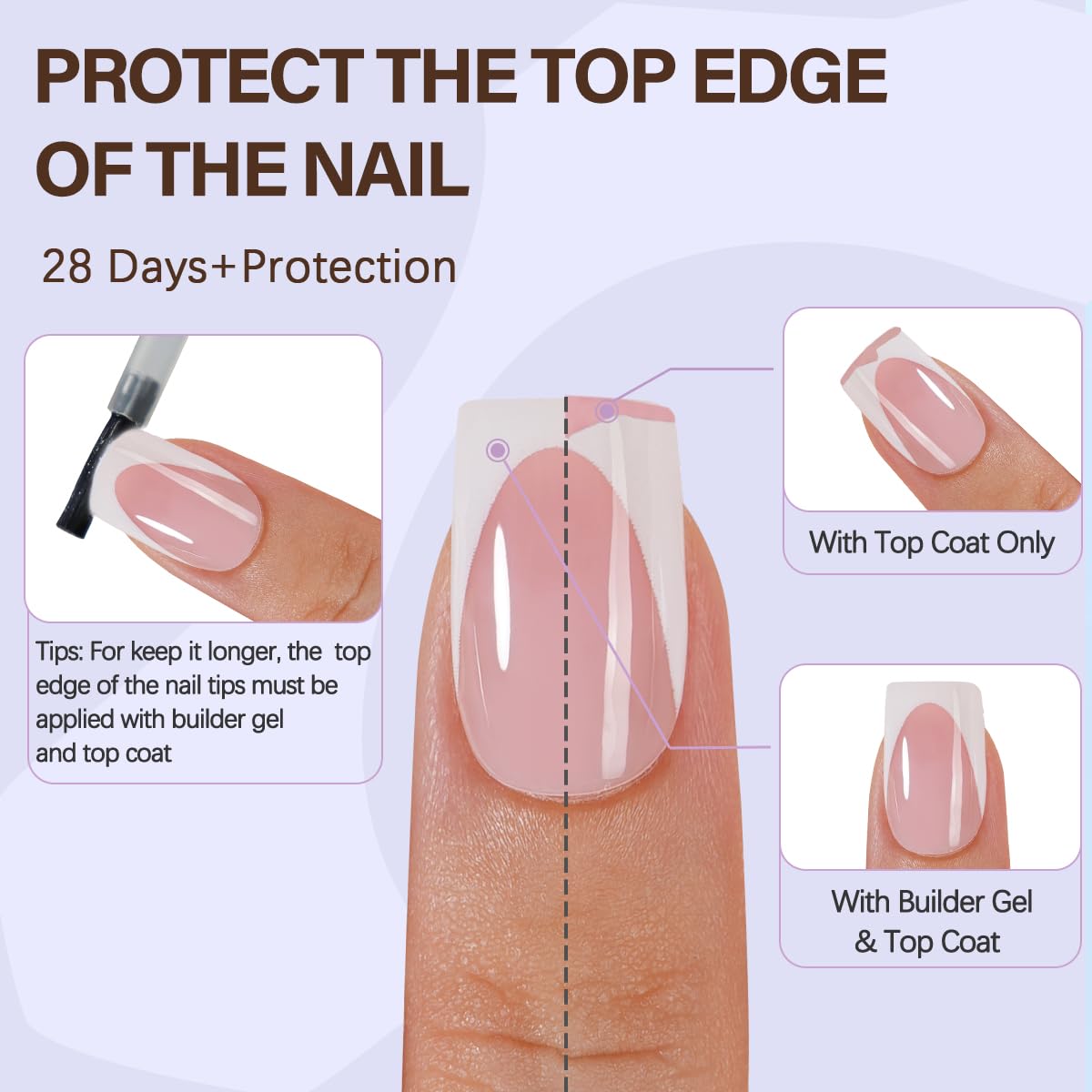 Misssix XBASICTIPS French Tip Press On Nails, 300Pcs French Gel Nail Tips Long Square, Soft Gel Pre-shaped No Need to File 3 in 1 Tips, Fake Nails for Nail Art DIY Extension Designs 15 Sizes