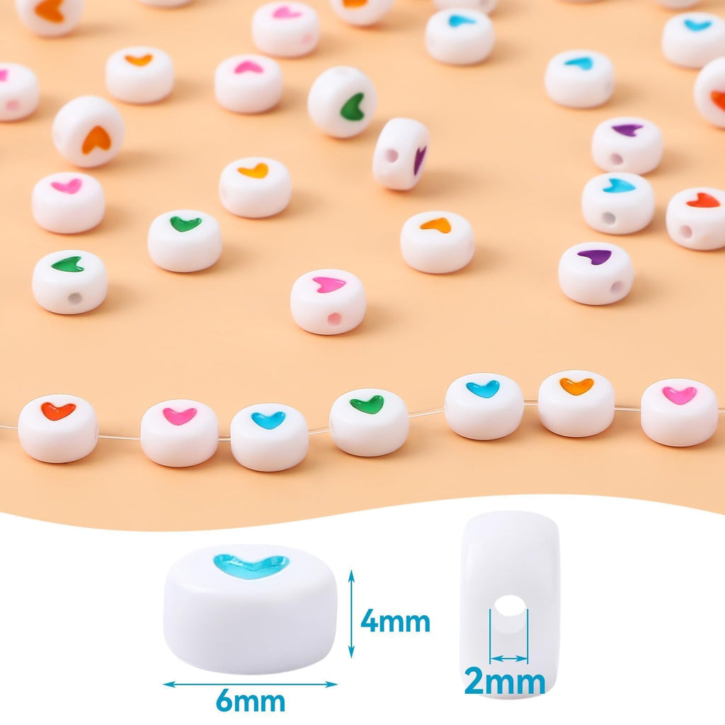 Augshy 700PCS White Letter Beads Alphabet Beads for Making DIY (6mm) | Premium Acrylic Cube Shape, Ideal Bracelets and Keychains, Large Hole Design for Easy Paracord Threading