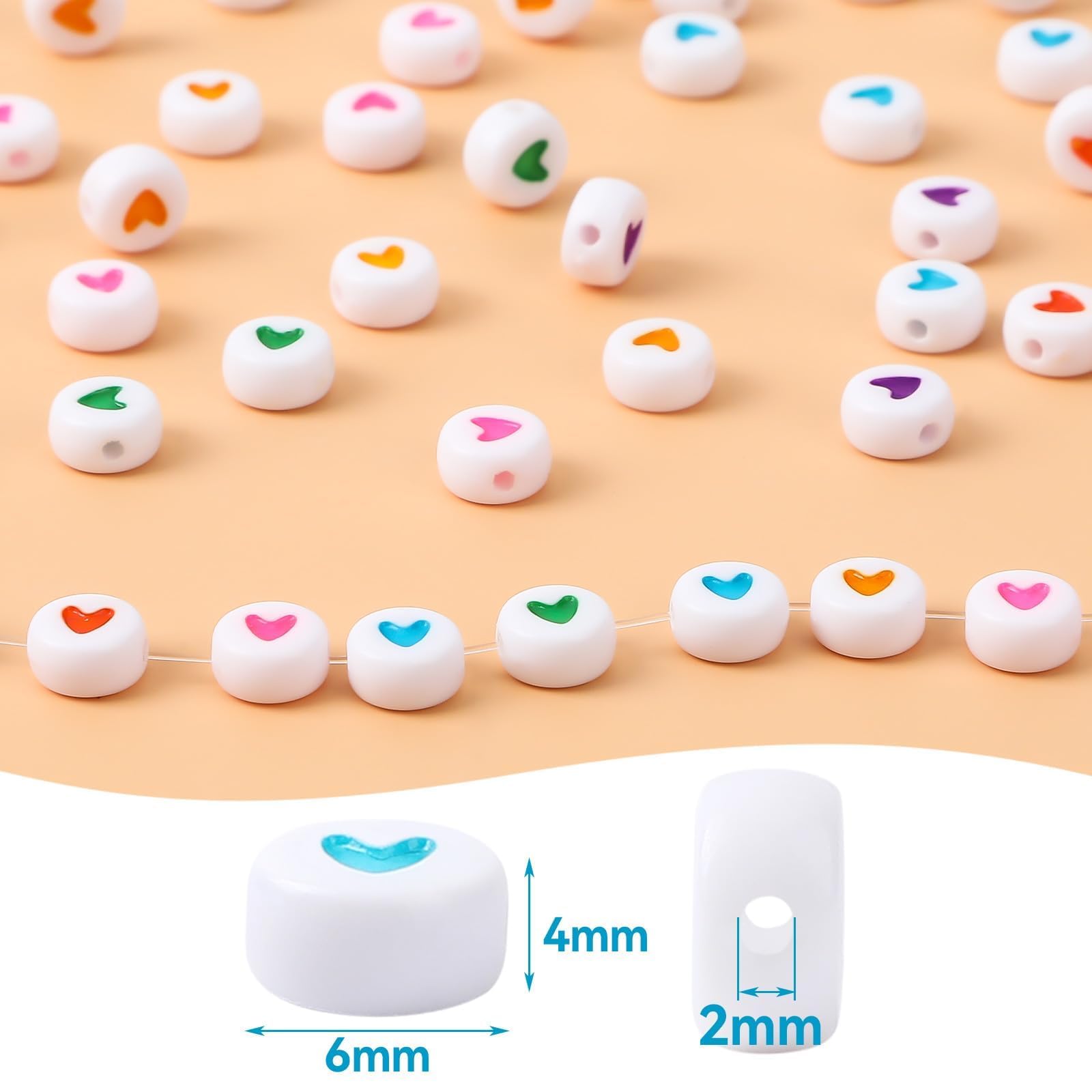 Augshy 700PCS White Letter Beads Alphabet Beads for Making DIY (6mm) | Premium Acrylic Cube Shape, Ideal Bracelets and Keychains, Large Hole Design for Easy Paracord Threading