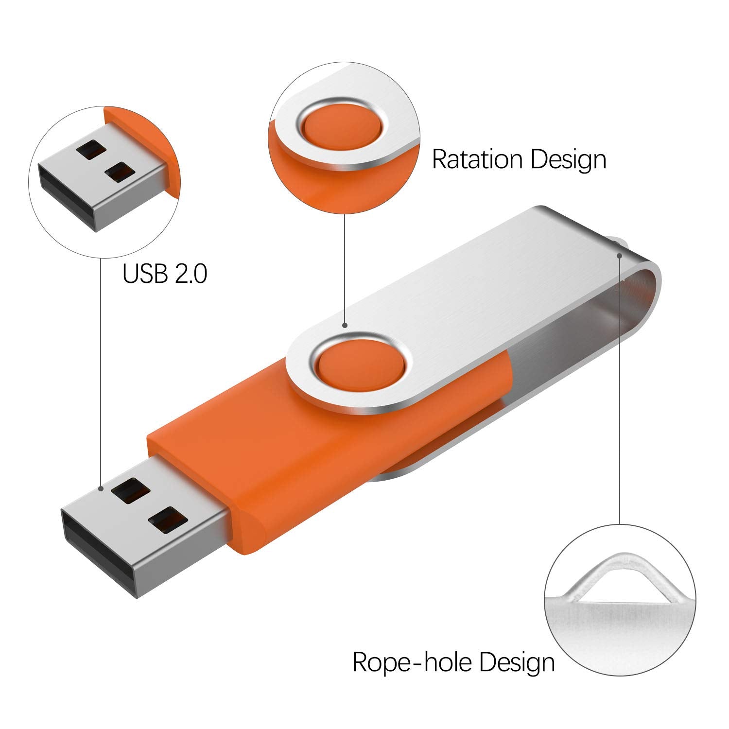 KOOTION 10 X 1GB USB Flash Drive 1gb Flash Drive Swivel Thumb Drive Memory Stick Keychain Design Blue