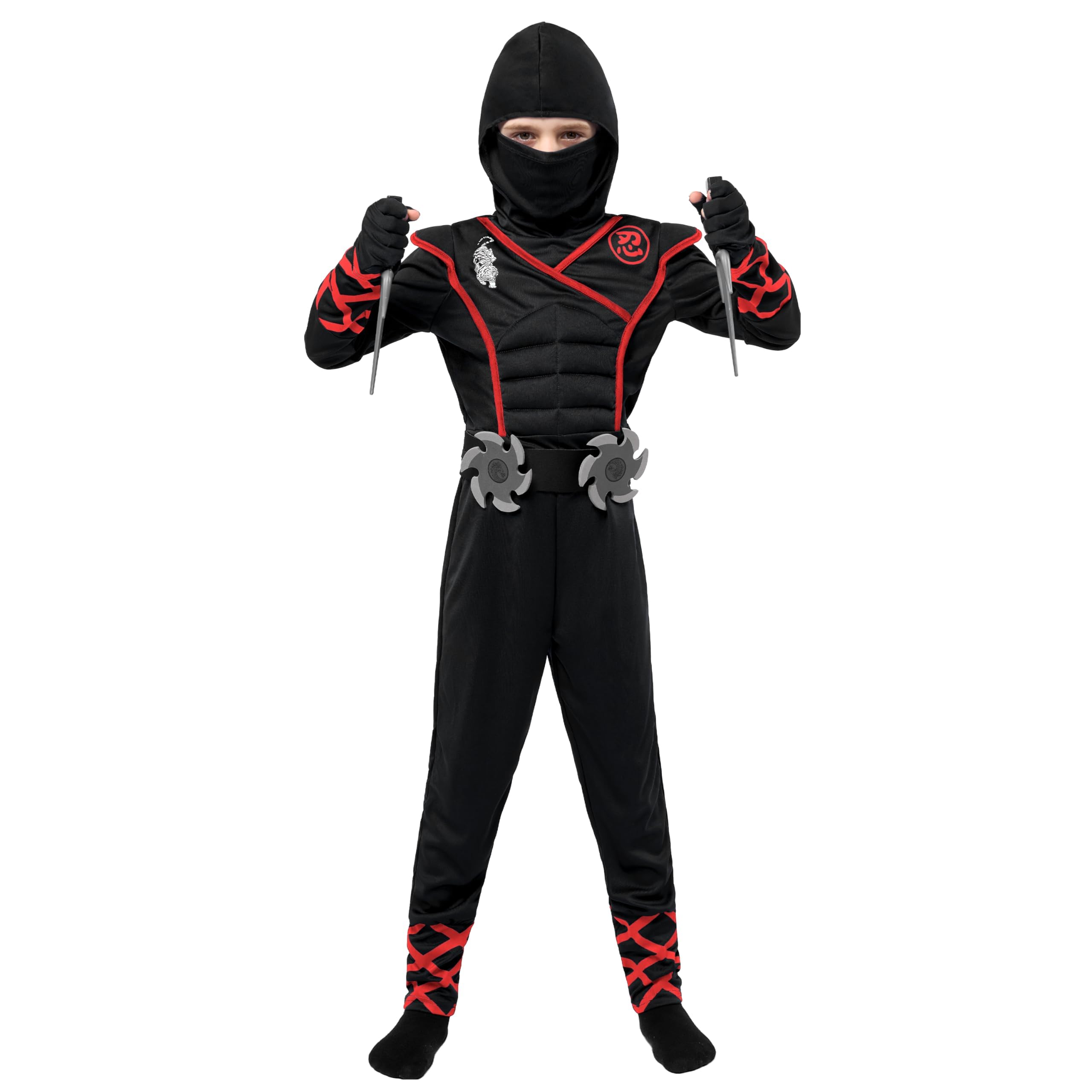 Spooktacular Creations Halloween Ninja Costume, Ninja Outfit Set for Kids, Halloween Costumes for Boys Dress Up Party