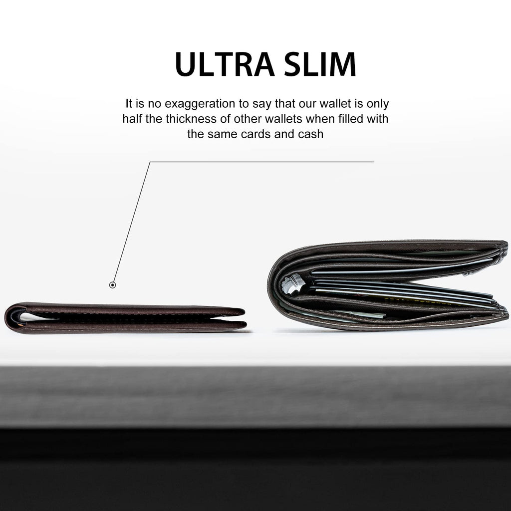 GSOIAX Slim Wallet for Men Rfid Blocking Leather Bifold Front Pocket Carbon Fiber Men's Money Clips Credit Card Holder With Gift Box