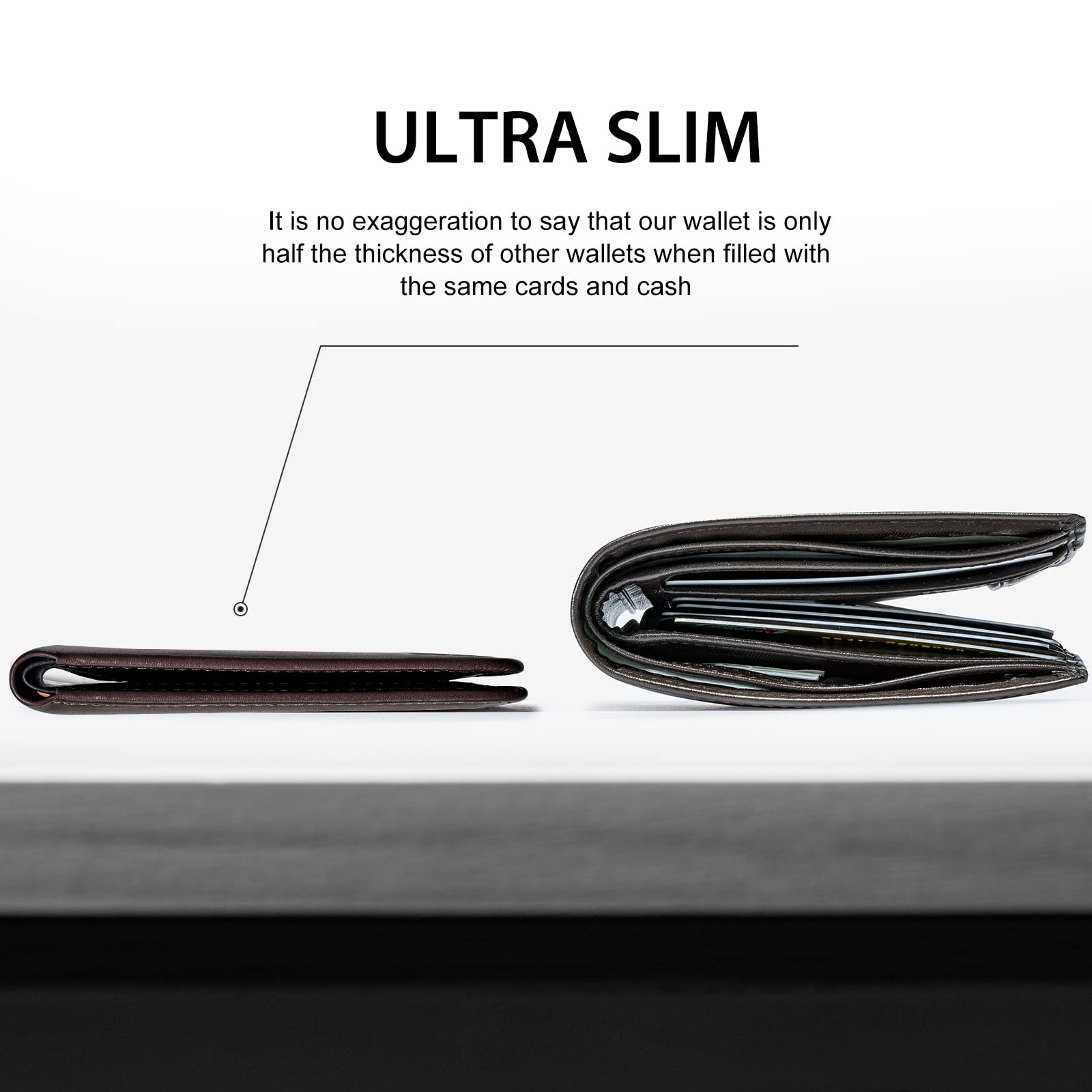 GSOIAX Slim Wallet for Men Rfid Blocking Leather Bifold Front Pocket Carbon Fiber Men's Money Clips Credit Card Holder With Gift Box