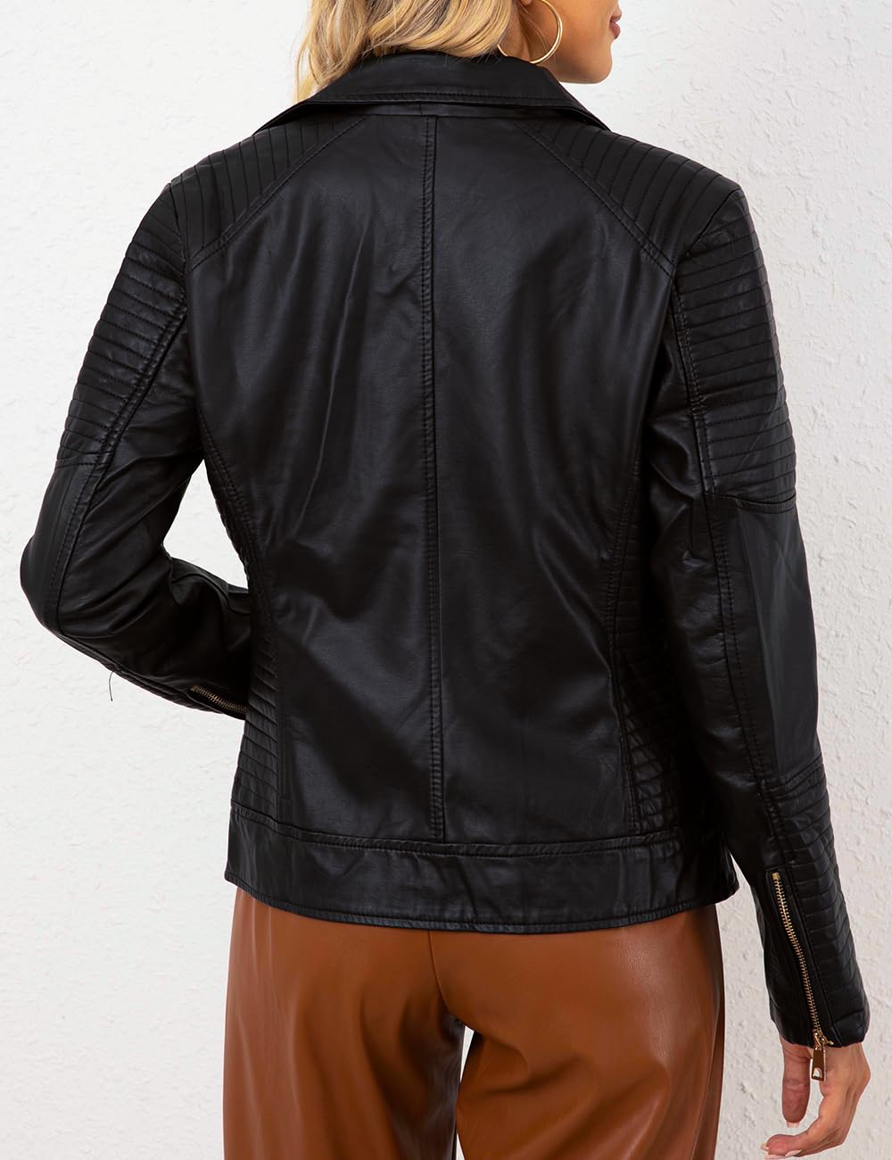 Bellivera Women's Faux Leather Casual Jacket 2026 Spring Trendy Motorcycle Outfits Lightweight Classic Coat
