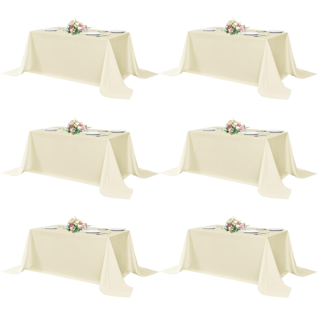 sancua Rectangle Tablecloths for 4ft Tables, 6 Pack - 60x84 Inch - Beige Washable Fabric Cloth Table Cloth for Wedding, Party, Birthday, Banquet, Reusable Polyester Table Covers