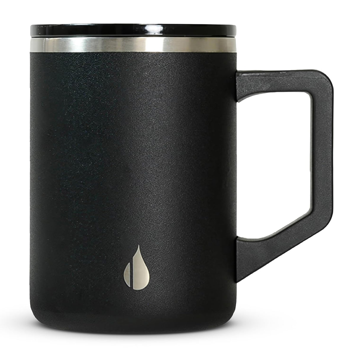 Elemental Insulated Coffee Mug - Triple-Wall Stainless Steel Summit Travel Cup for Hot and Cold Drinks - Thermal Coffee Mug with Lid and Handle for Camping, Office & Travel 12oz - Black