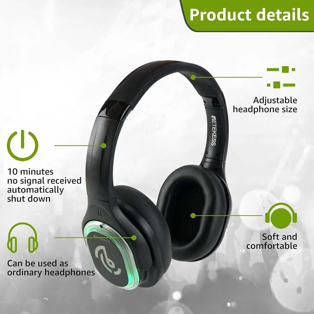 Retekess TA003 Silent Disco System, Silent Disco Transmitter, 3 Channels,Plug and Play, 300m Range for House Party, Fitness and School (1 Transmitter)