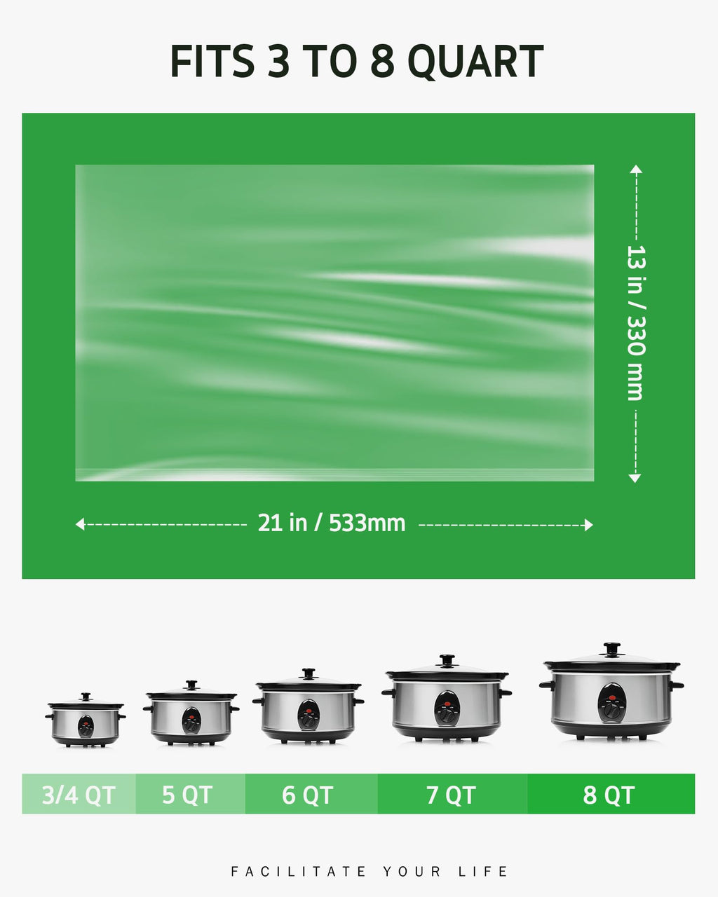 Syntus Slow Cooker Liners, 10 Count Cooking Bags Small Size Disposable Pot Liners Plastic Bags, Fit 1QT to 3QT for Slow Cooker Cooking Trays, 10.5"x 17.5", 10 Liners