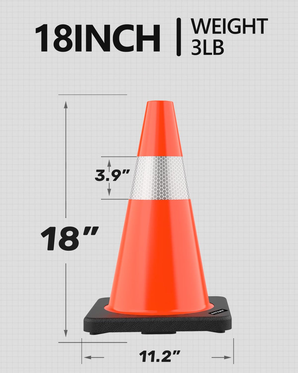 (4 Pack) BATTIFE Traffic Cones 18 Inch with Black Weighted Base, PVC Green Cone for Traffic Control,Construction Events, Driveway Road Parking Lot