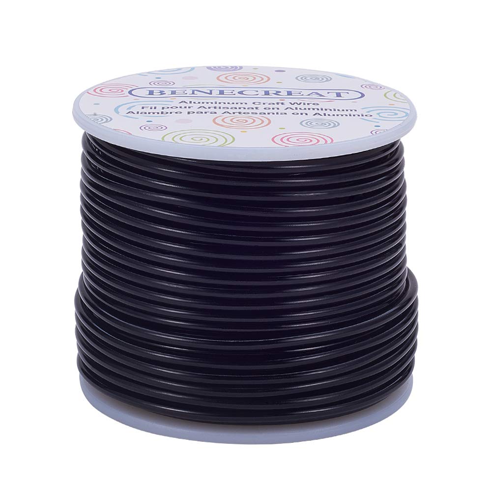 BENECREAT 9 Gauge Jewelry Craft Aluminum Wire 55 Feet Bendable Metal Sculpting Wire for Halloween Craft Floral Model Skeleton Making (Black, 3mm)