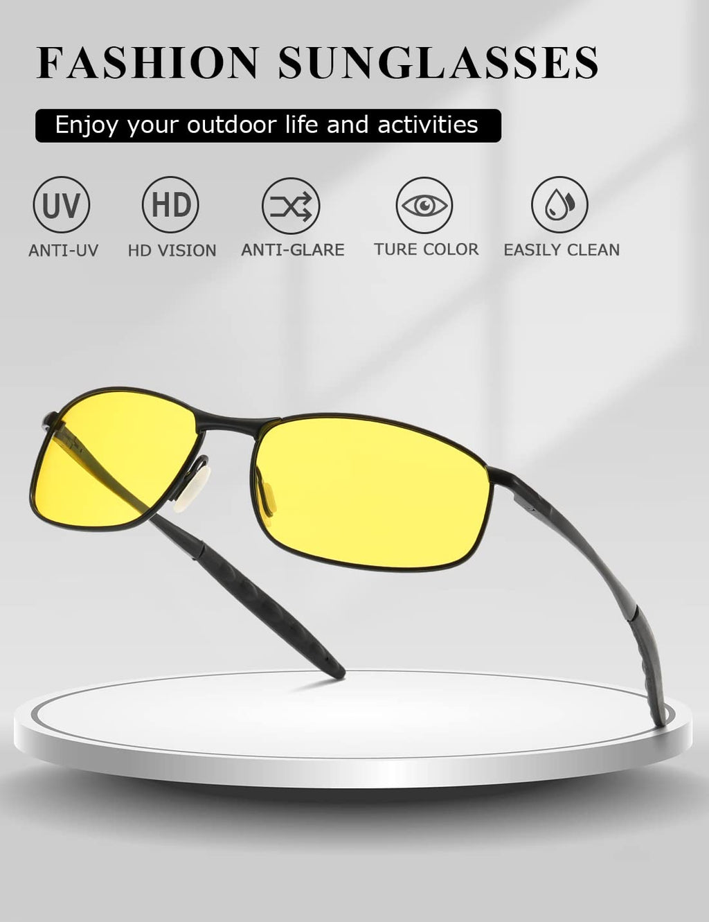 AEVOGUE Polarized Sunglasses For Men Rectangle Metal Frame Retro Sun Glasses AE0395