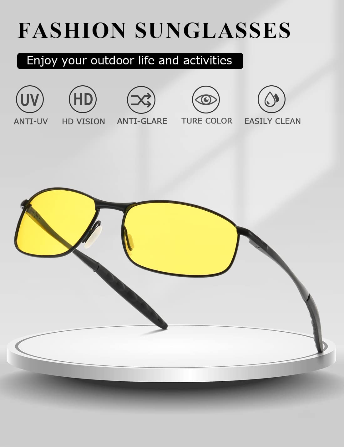 AEVOGUE Polarized Sunglasses For Men Rectangle Metal Frame Retro Sun Glasses AE0395