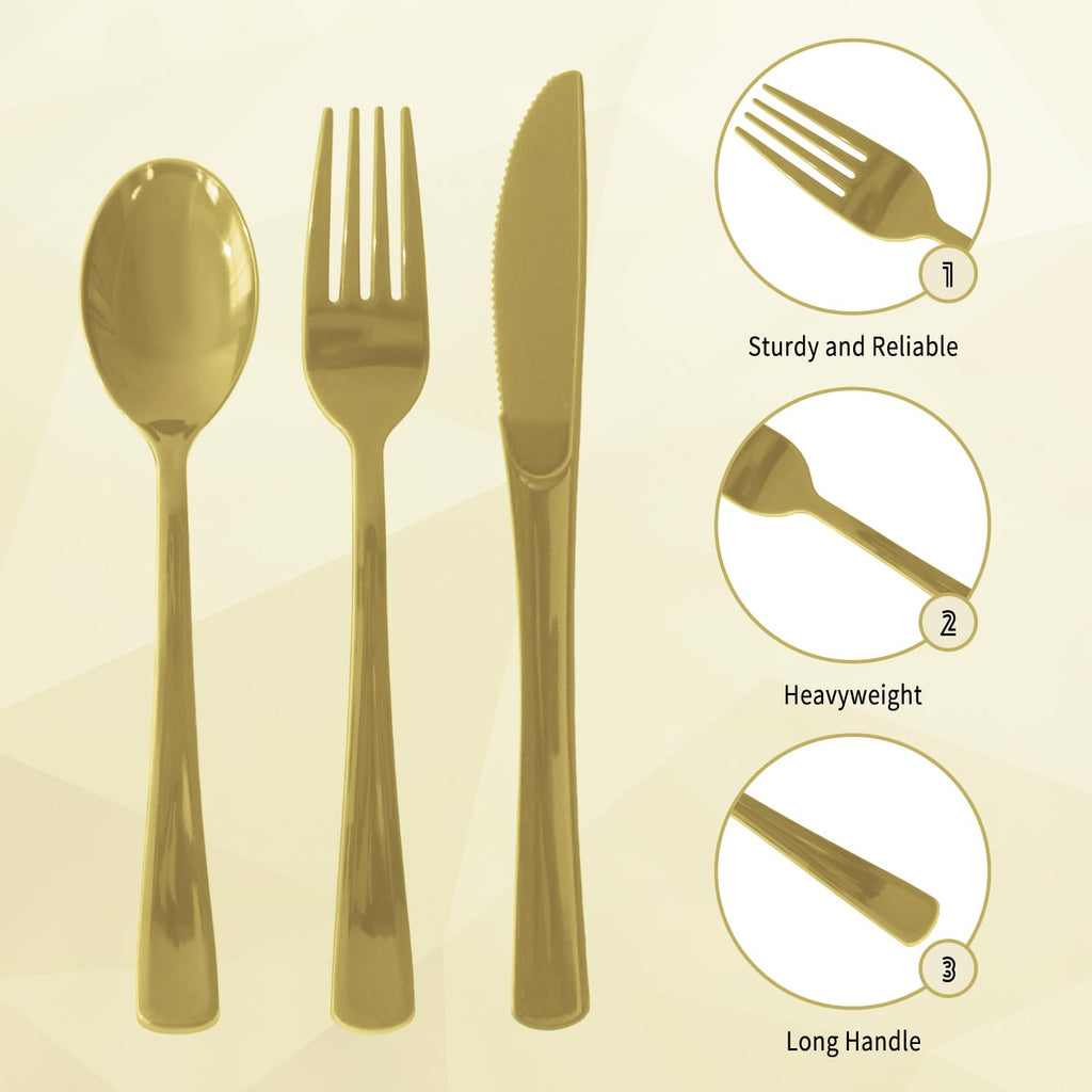 150 Pack Plastic Silverware,Disposable Cutlery Set Heavy Duty Utensil Sets 50 Forks 50 Knives 50 Spoons for Brithday, Wedding,Home School Party Picnics Restaurant Outdoor Events (Black)