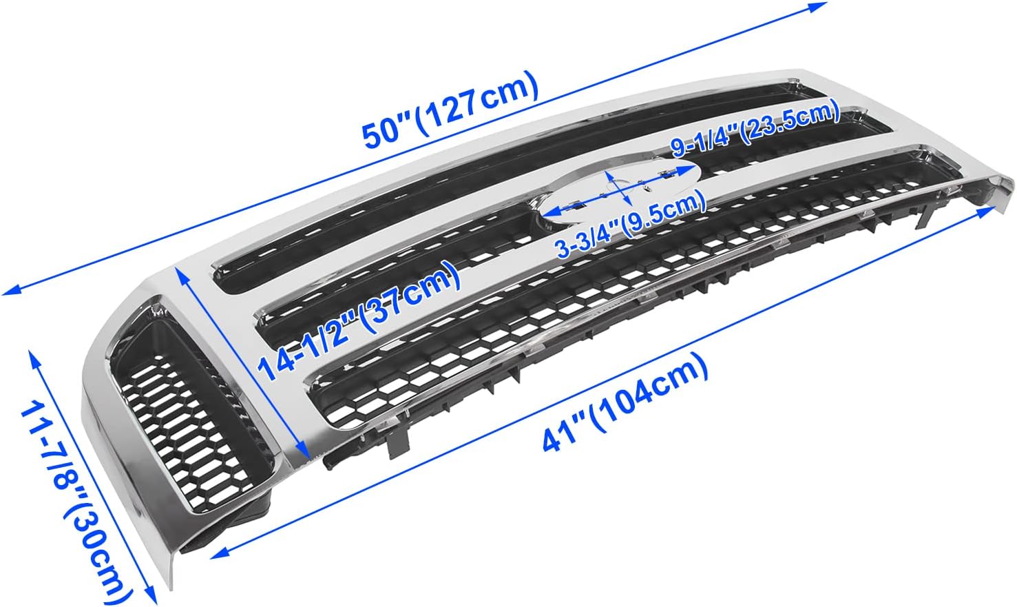 HECASA Front Grille Compatible with 1999-2004 Ford Super Duty F-250 F-350 Excursion (New Front Chrome Grille) 2006 Style W/Detachable Mesh Insert