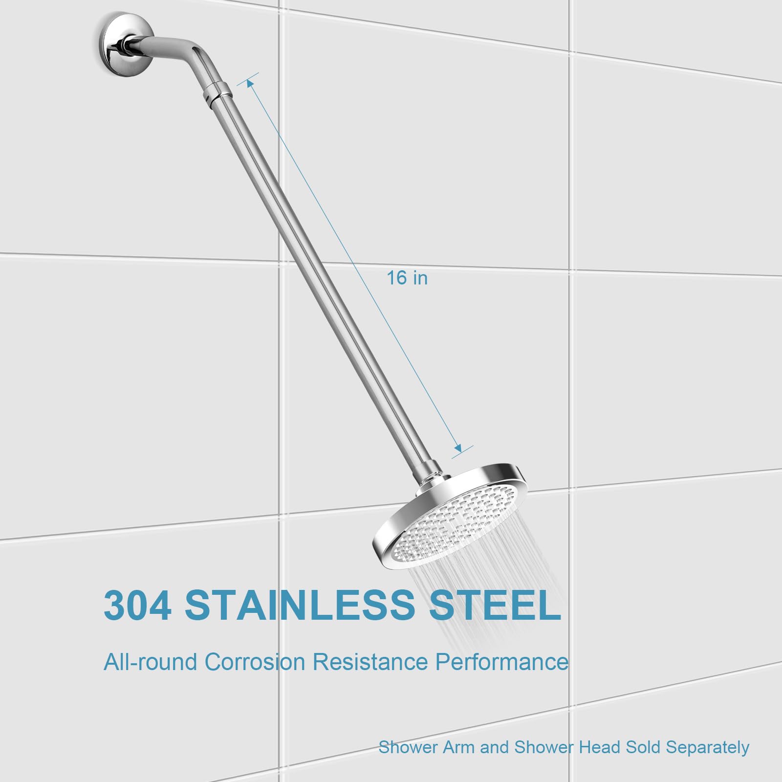 OFFO Shower Head Extension Arm, Shower Arm Extension Shower Head Extender Made of 304 Stainless Steel Shower Pipe Extension, Bright Gold 3 in