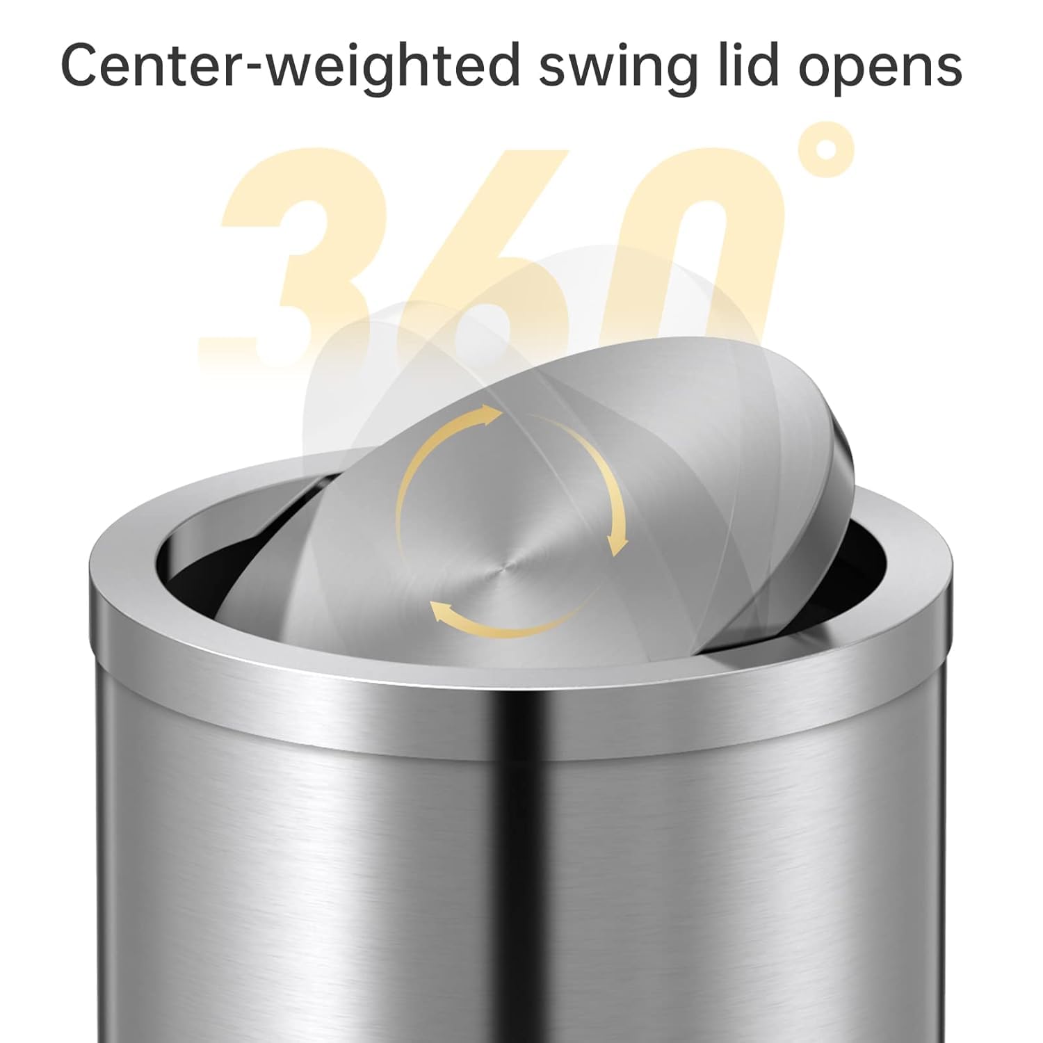 Mini Trash Can with Lid, Desktop Small Trash Can Recycling Bin Cute Metal Garbage Can for Tabletop Countertop Use,Stainless Steel 0.4Gal/1.5L Waste Bin for Office Parlor Car Bedroom,Swing Lid Open