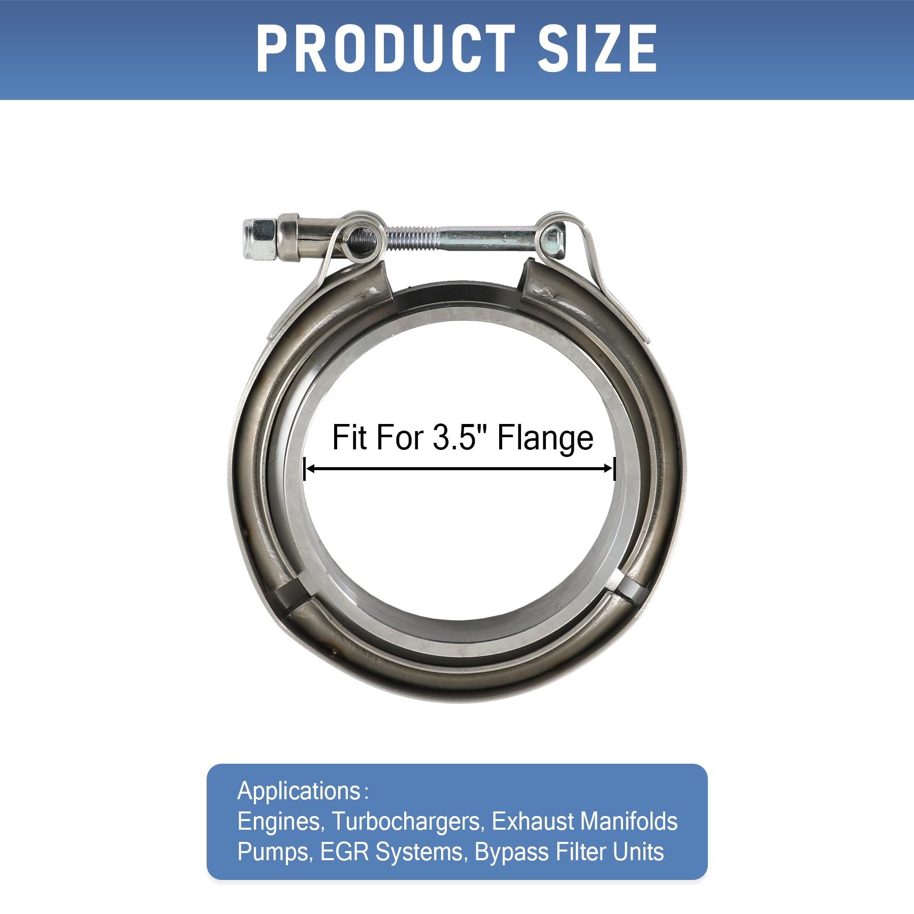 2.25" V-Band Flange Clamp Kit With Ridge Stainless Steel Replacement For Exhaust Downpipe 2.25 Inch
